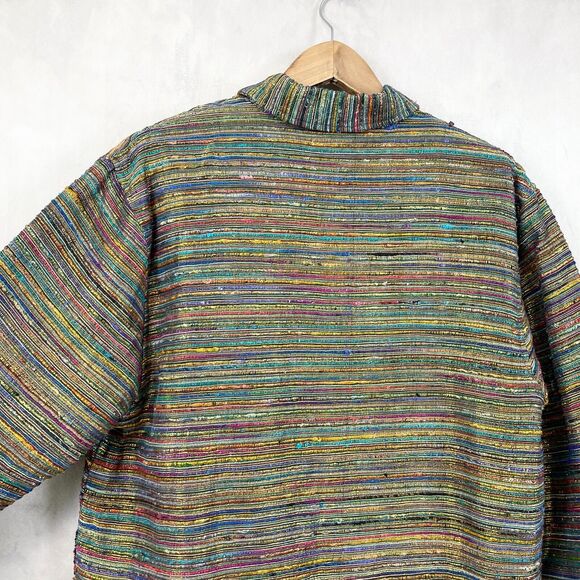 VTG Tantrums Collection Metallic Jacket Womens Small Silk Blend Textured Rainbow - Picture 5 of 9